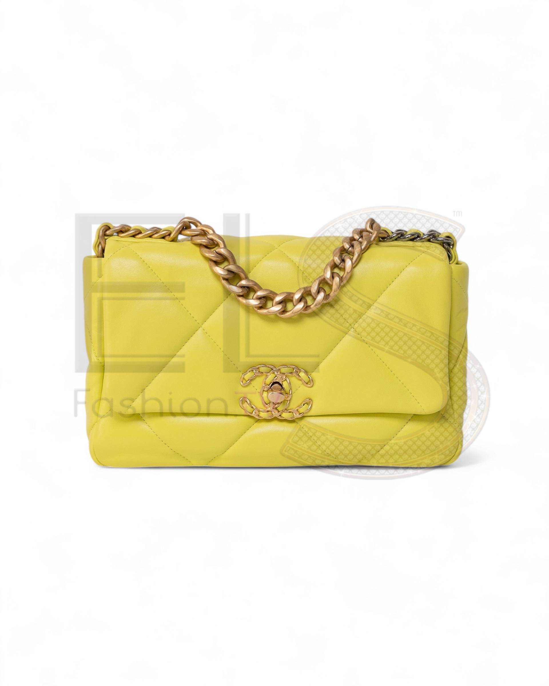 Chanel 19 Flap Small Lemon Yellow Elite ART Projects