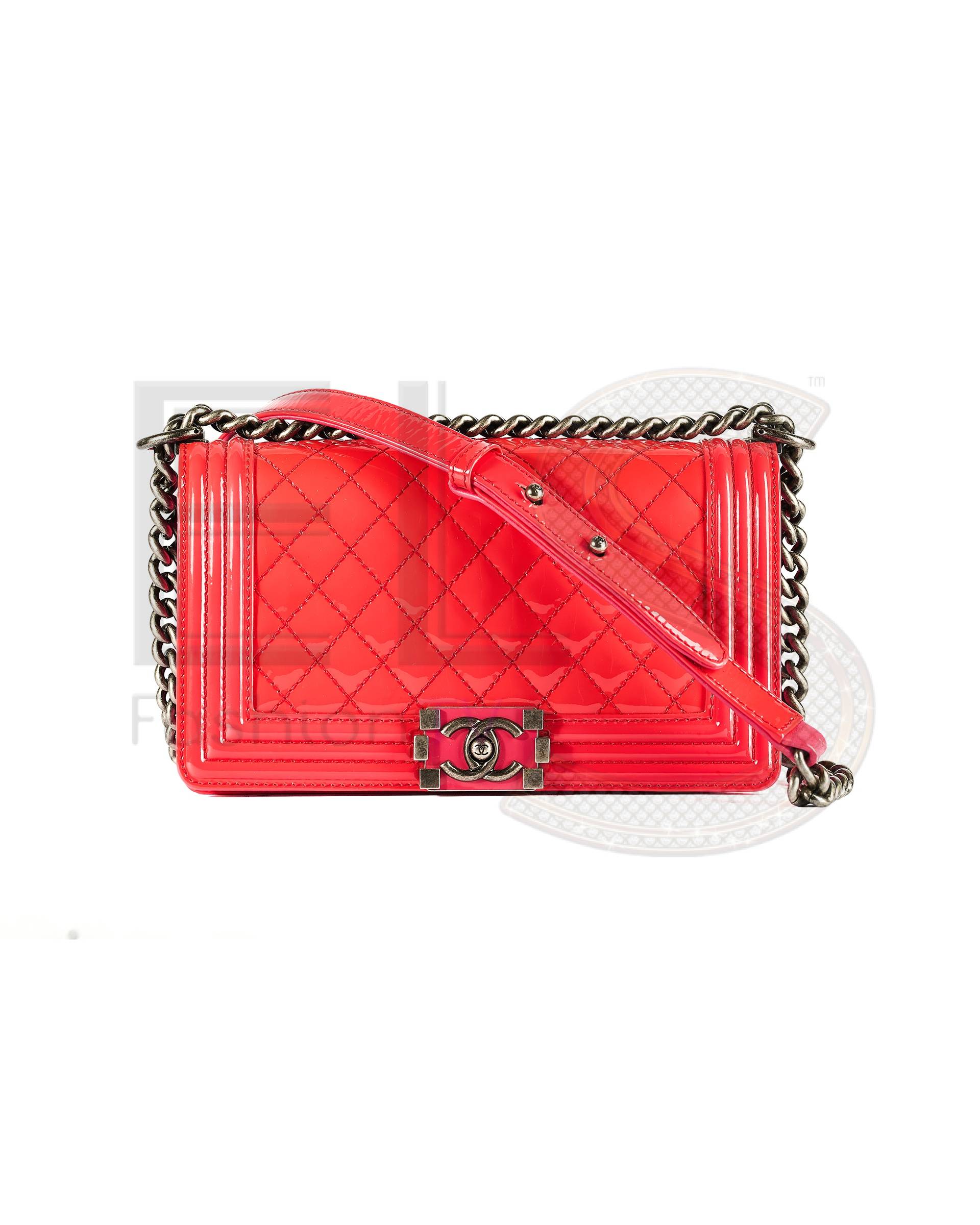 Chanel Boy Medium Fuchsia Patent