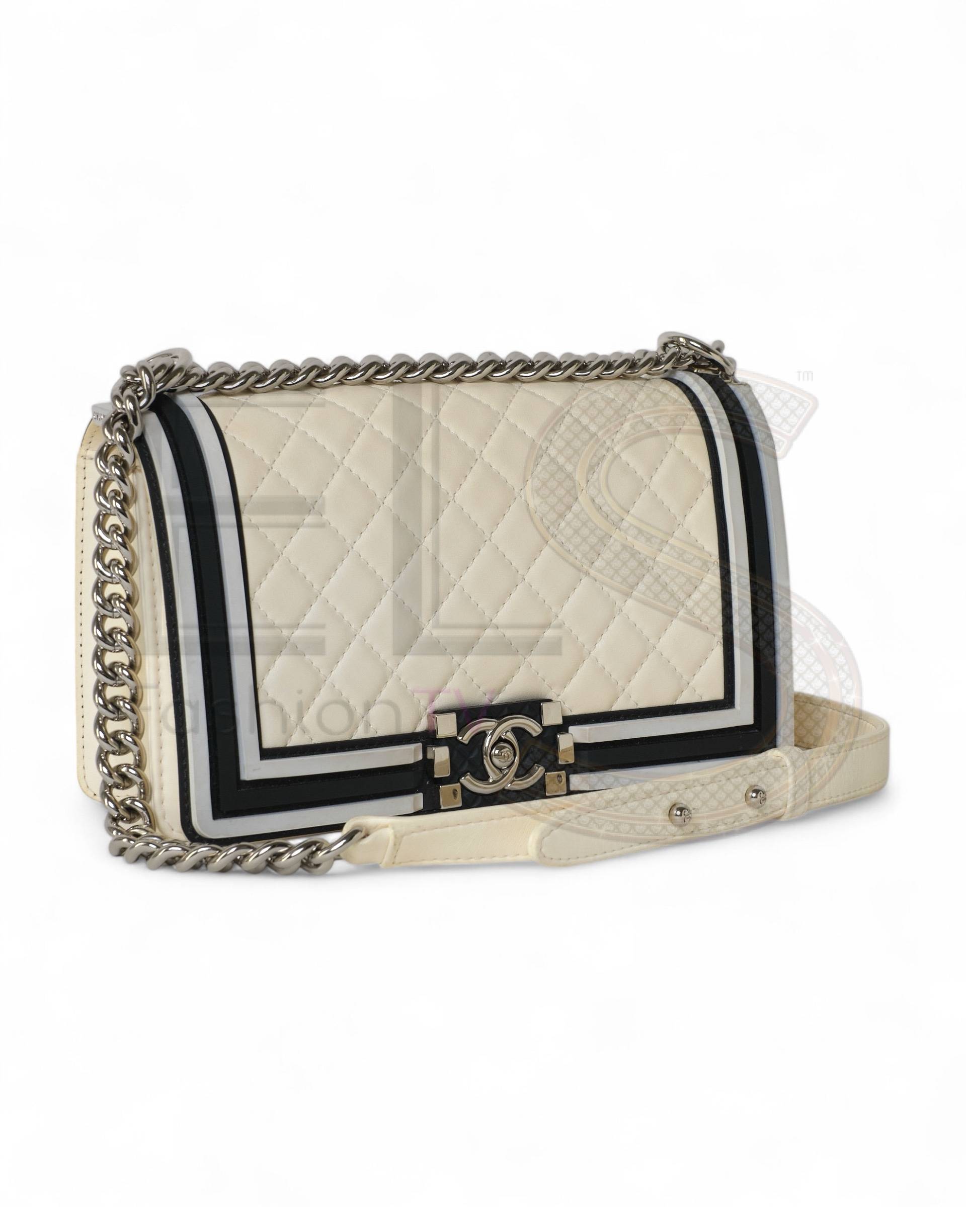 Chanel Boy Medium Quilted Cream Elite ART Projects
