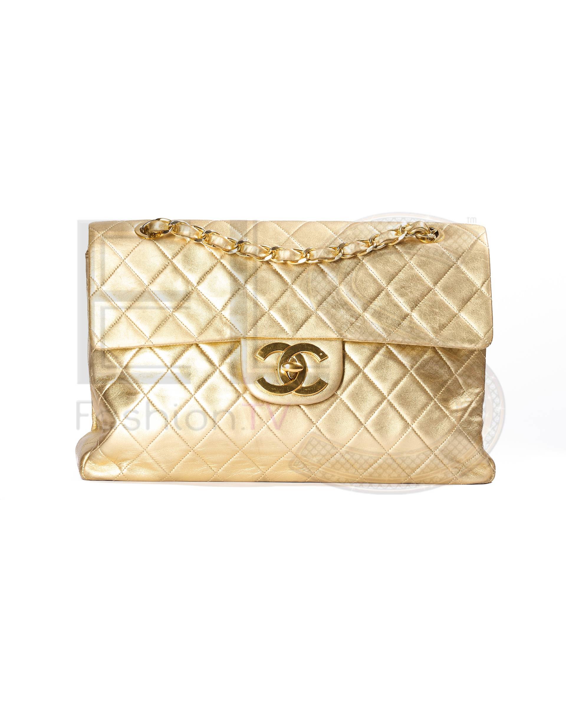 Chanel Maxi Jumbo Big Logo Gold