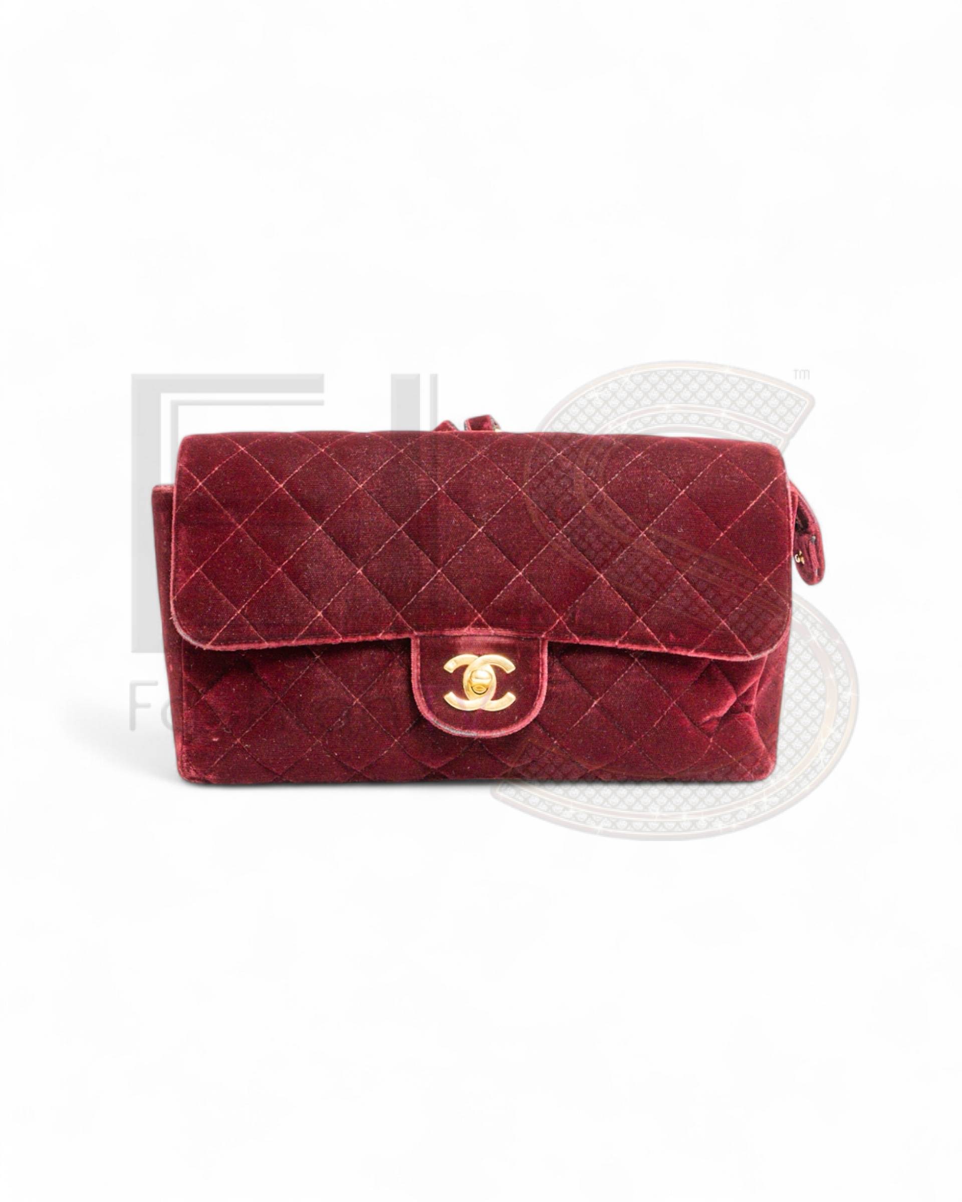 Chanel Vintage Burgundy Velvet Backpack