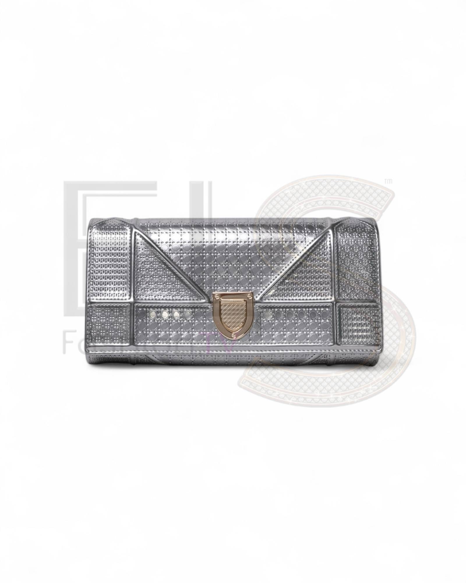Dior Diorama Clutch Silver Patent Leather