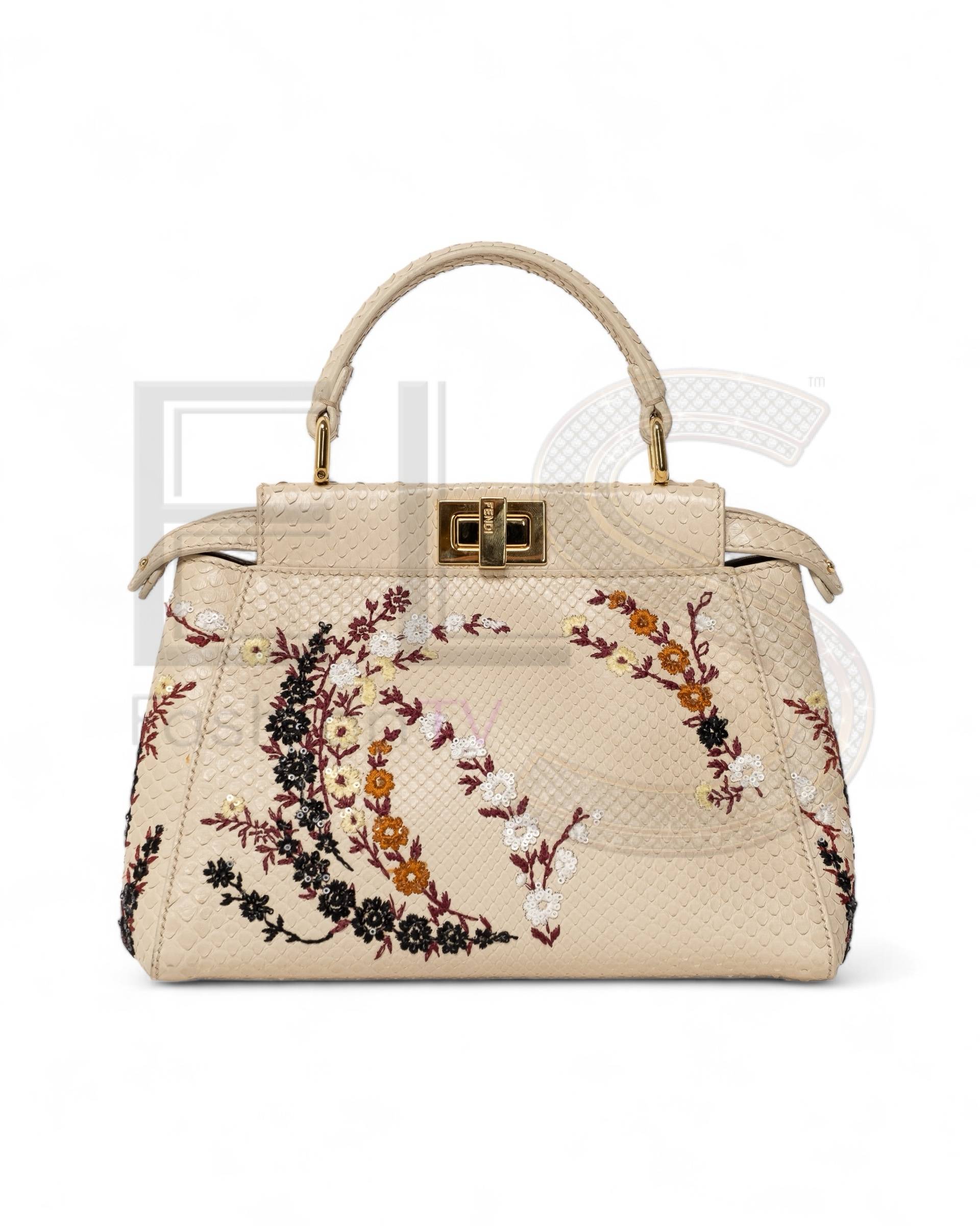 Fendi Peekaboo Mini Python Embroidery