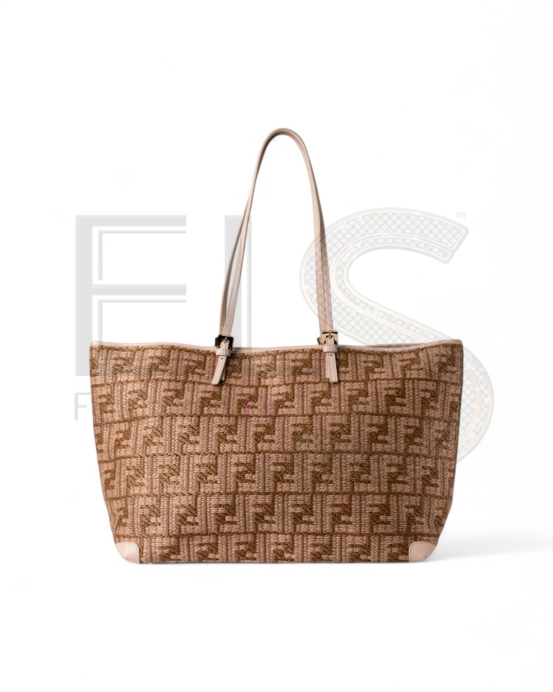 Fendi Roll Bag Large Rafia Pink