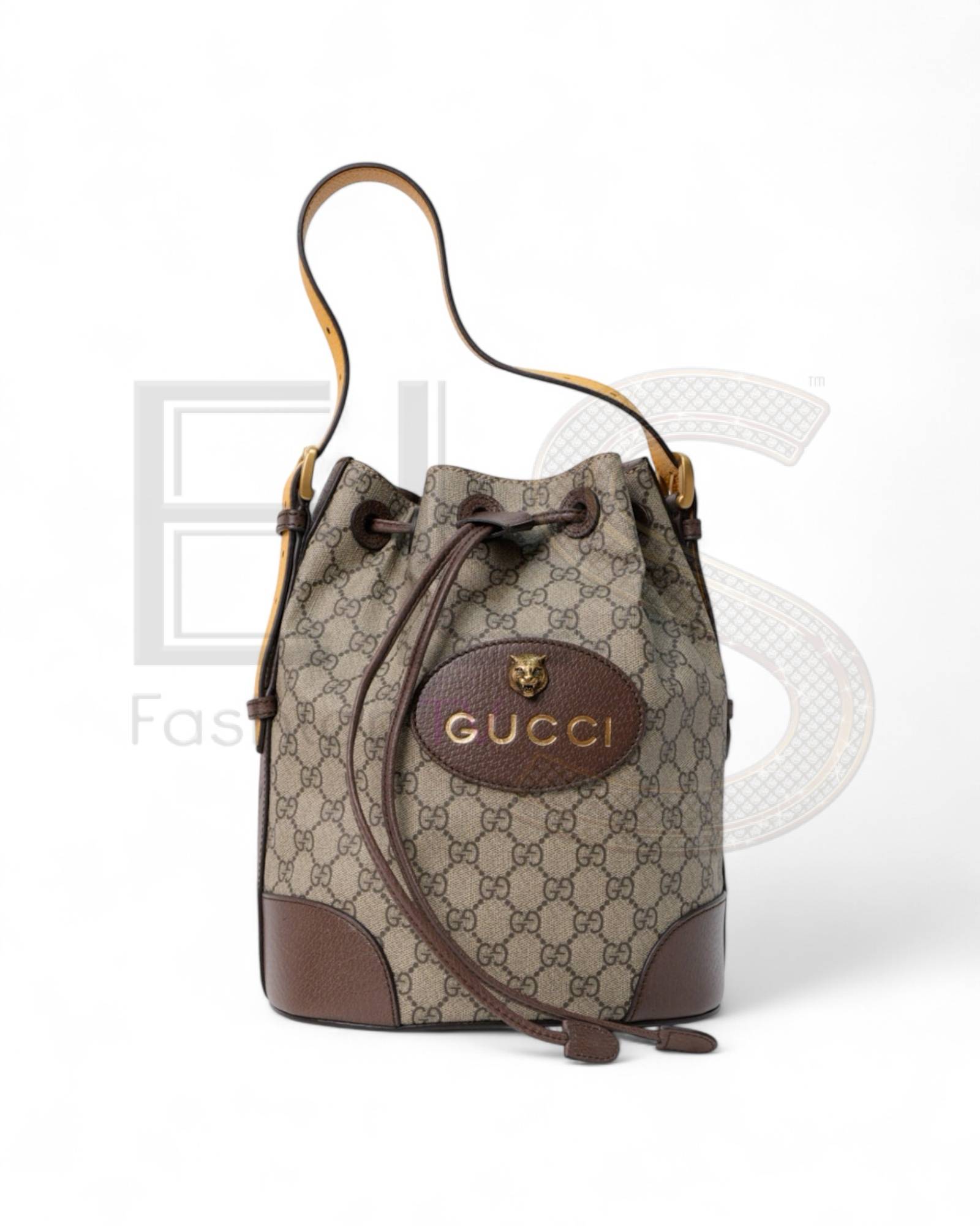 Gucci Bucket Tiger Gg Supreme Backpack Brown