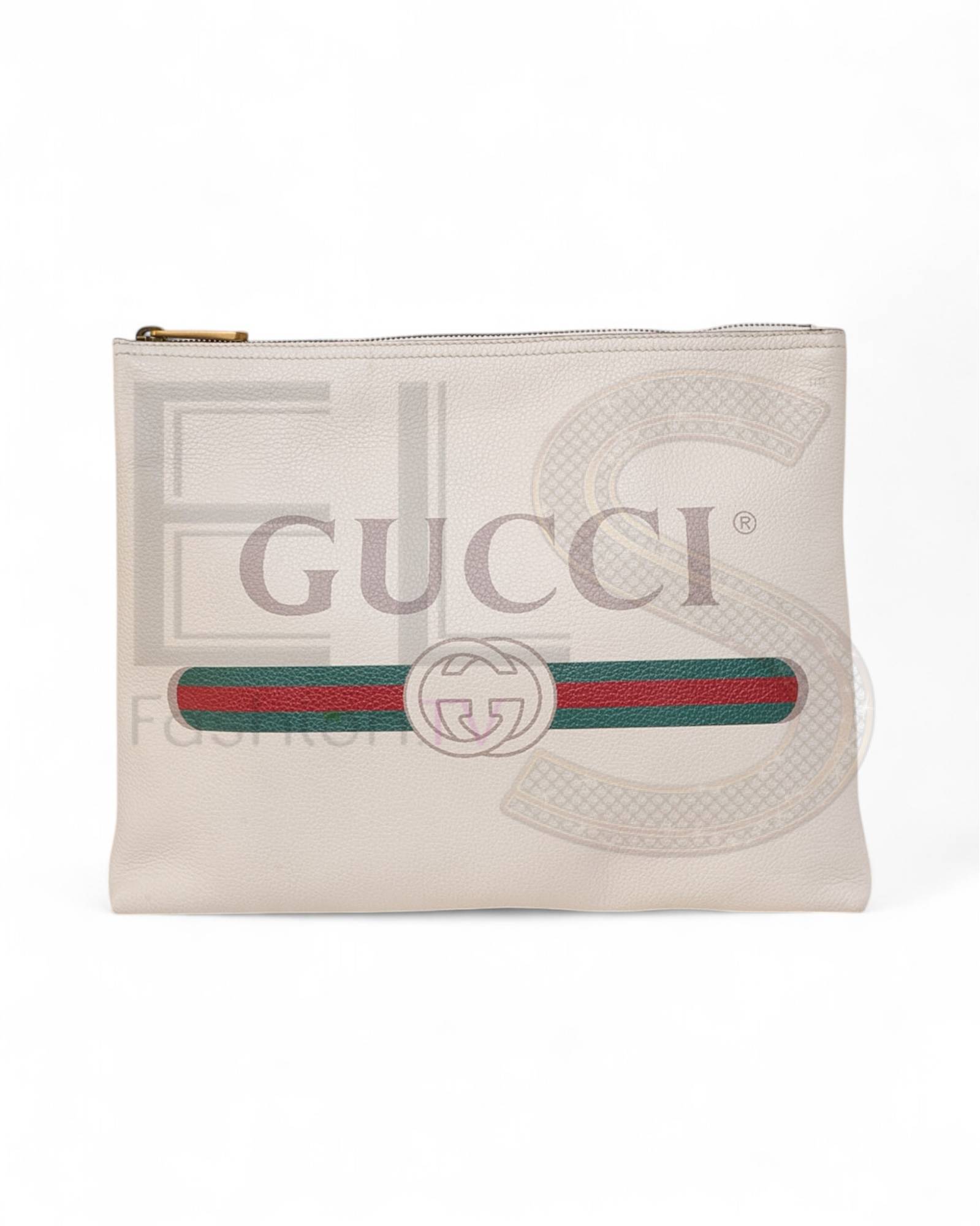 Gucci Clutch Web Logo White