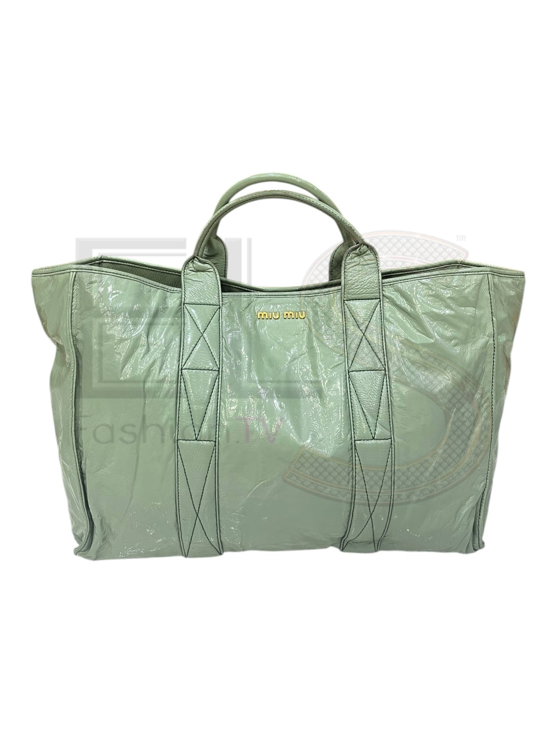 Miu Miu Shopper Large Square Glossy Green