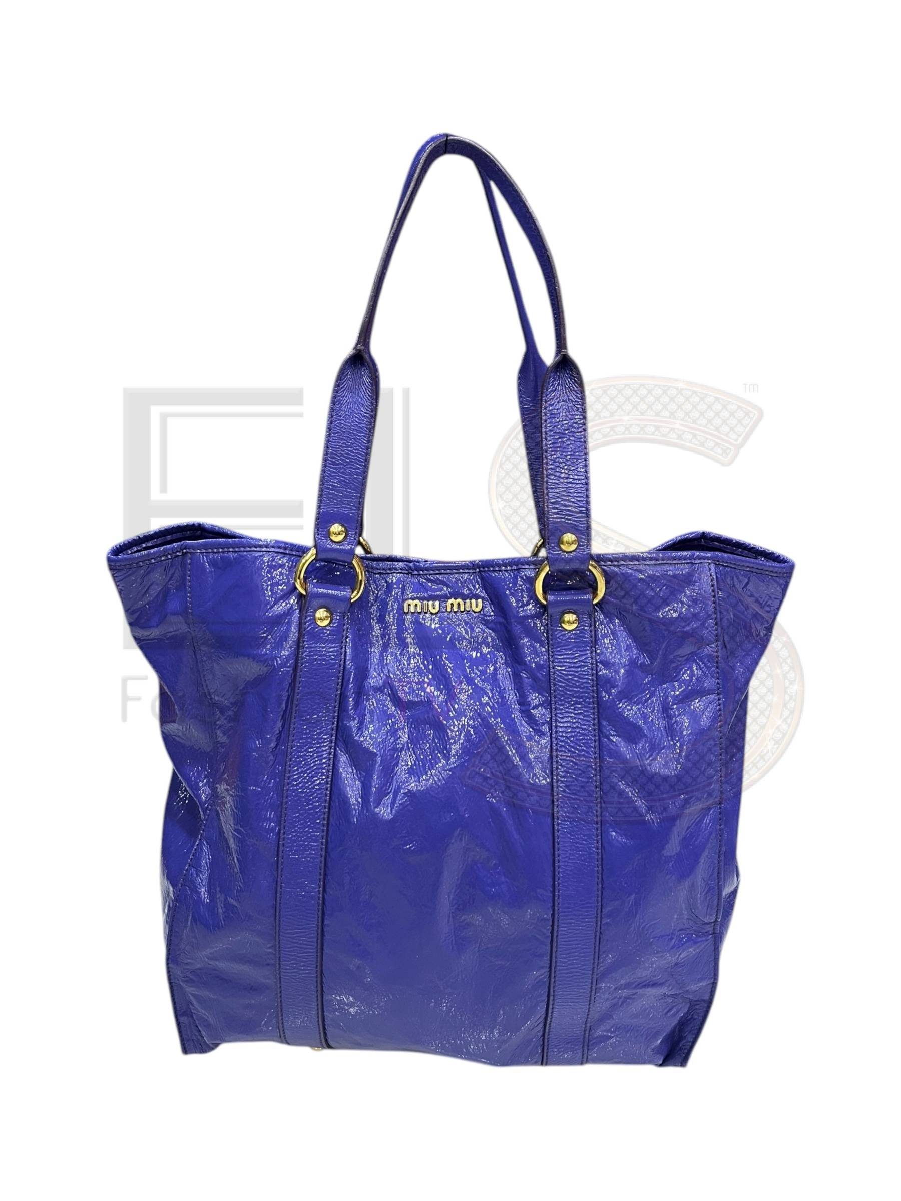 Miu Miu Shopper Large Vertical Glossy Purple
