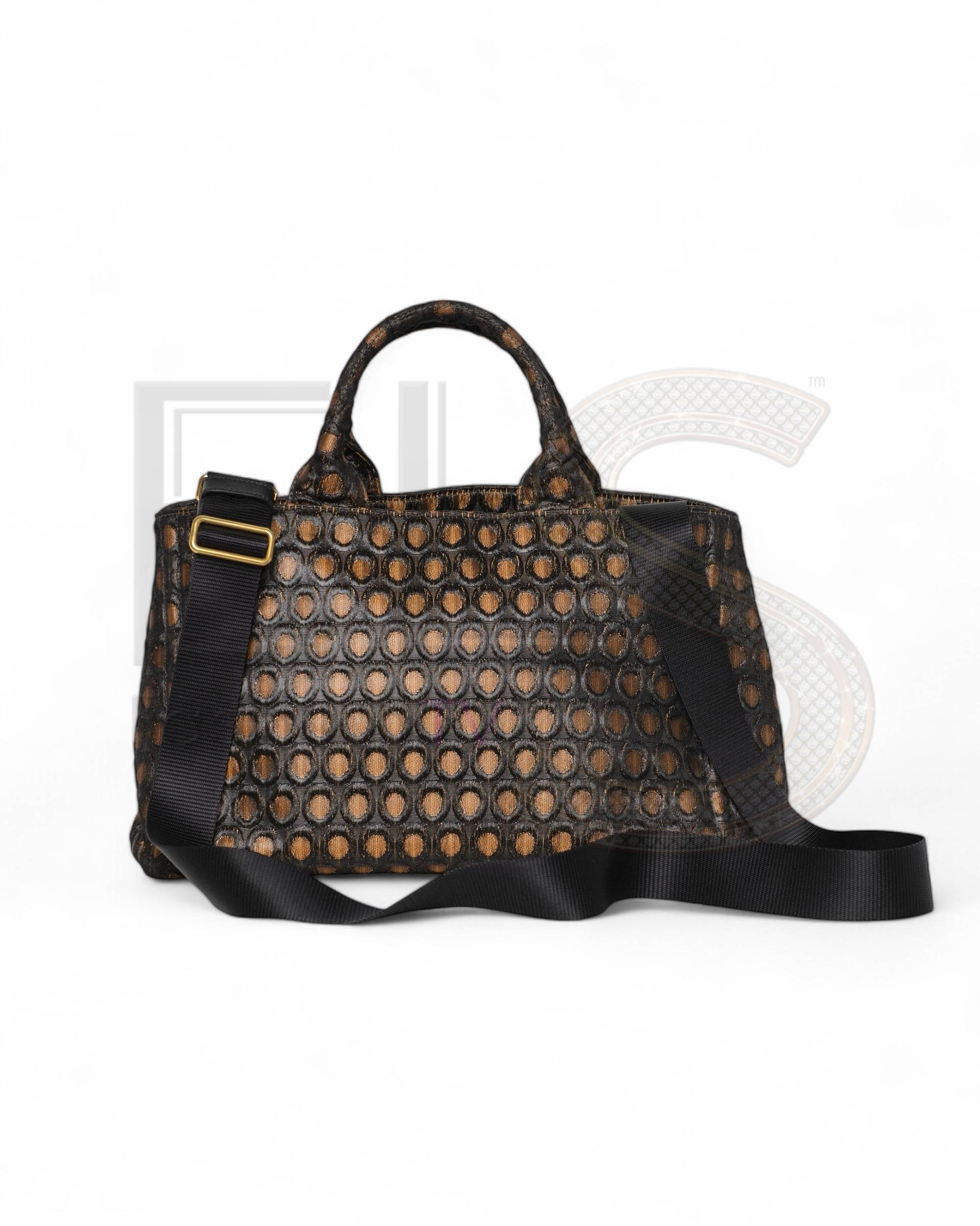 Prada Canapa Shopper Canvas Circle Brown