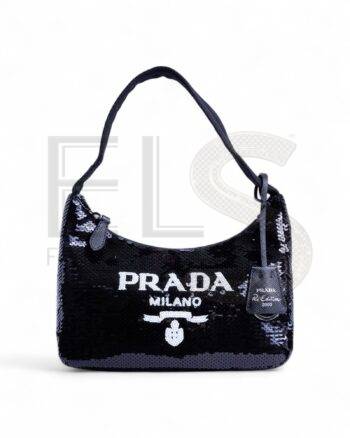 Prada Re-Edition 2000 Sequins Logo Black Elite ART Projects