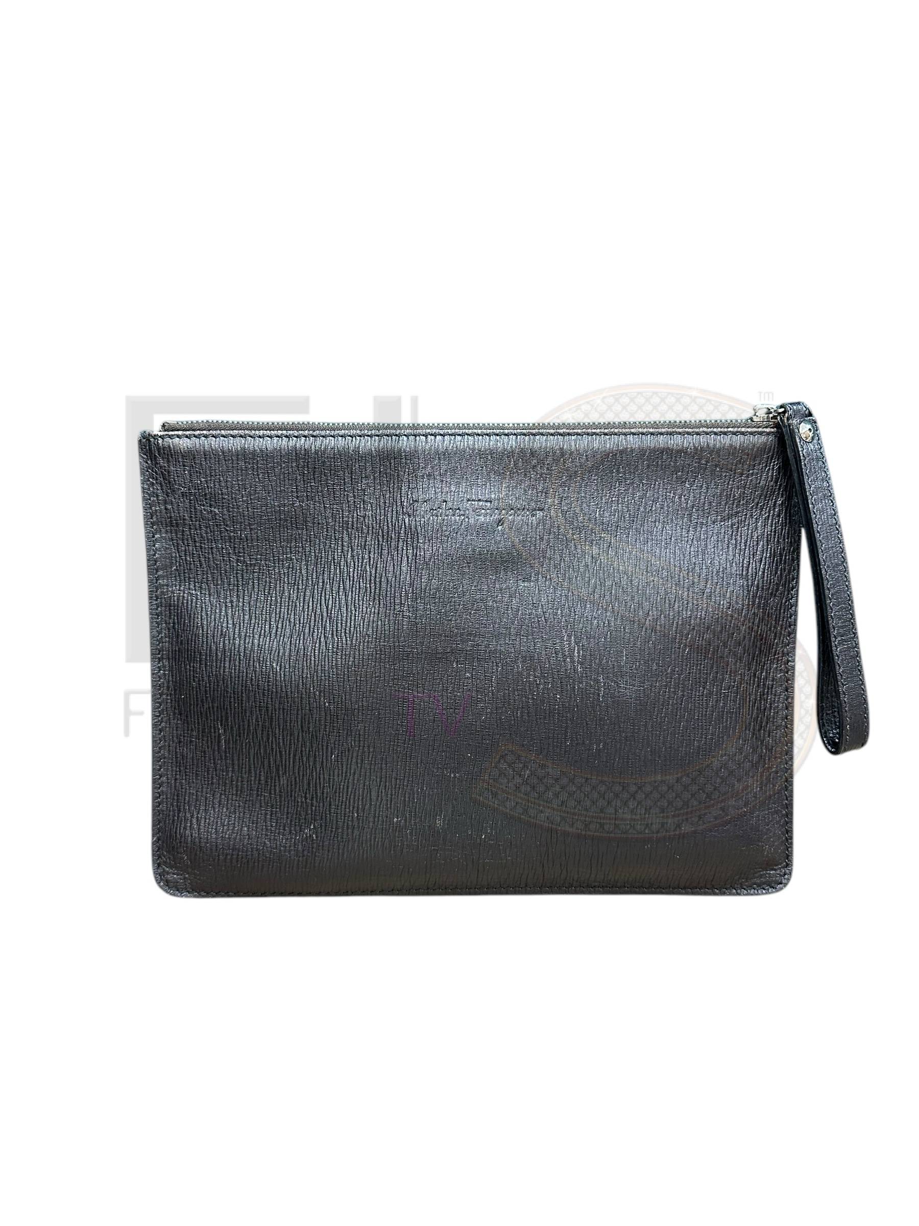 Salvatore Ferragamo Brown Epi Clutch Elite ART Projects